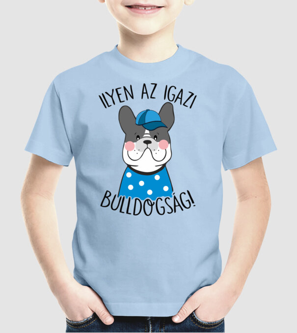 Bulldogság fiú minta világoskék pólón