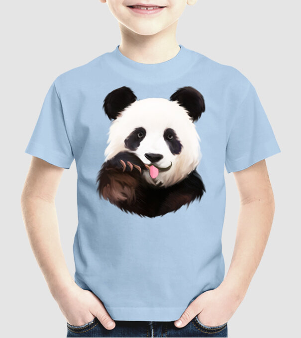Panda face minta világoskék pólón