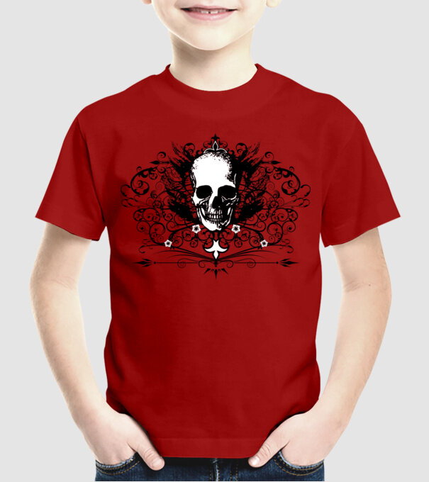 gothic skull minta piros pólón