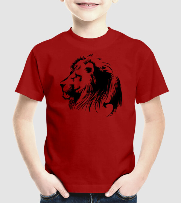 oroszlán minta piros pólón