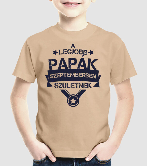 Csillagos legjobb papák szeptember minta homokszín pólón