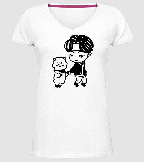 BTS CHIBI minta fehér pólón