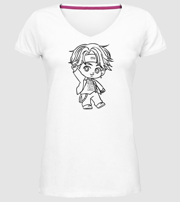 BTS CHIBI minta fehér pólón