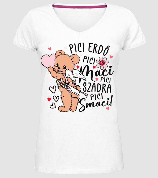 Pici erdő pici maci páros minta fehér pólón