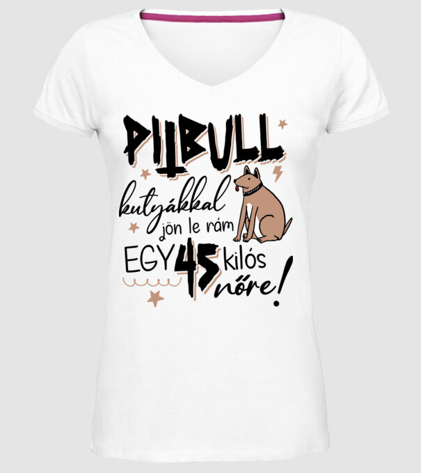 Pitbull kutyákkal jön le rám minta fehér pólón