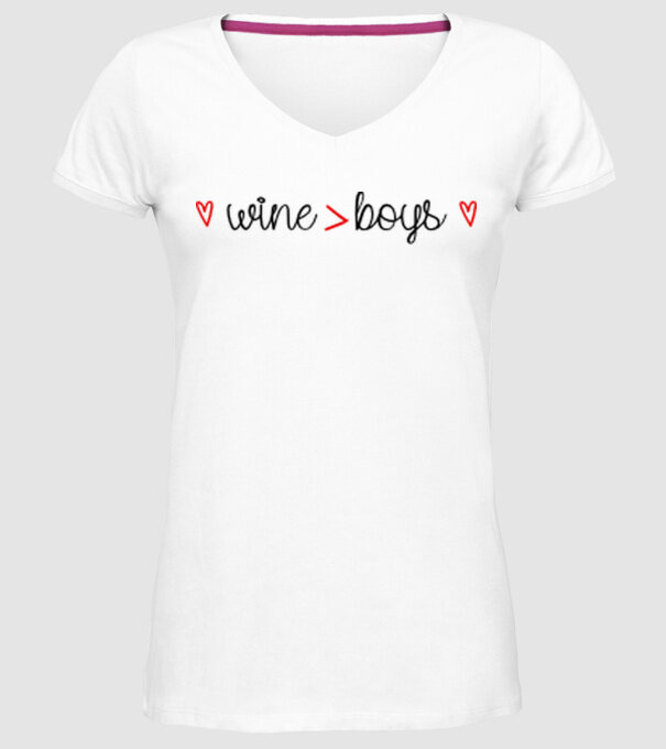 Wine and boys minta fehér pólón