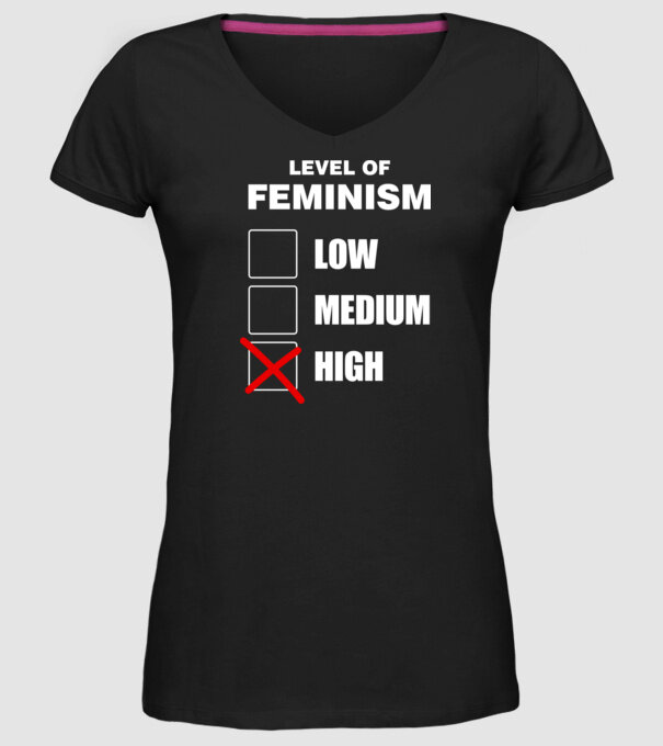 A feminizmus szintjei minta fekete pólón