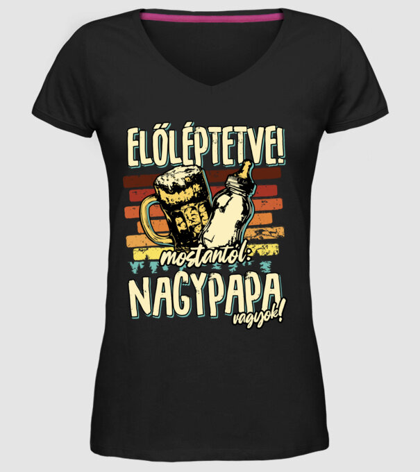 Előléptetés NAGYPAPA minta fekete pólón