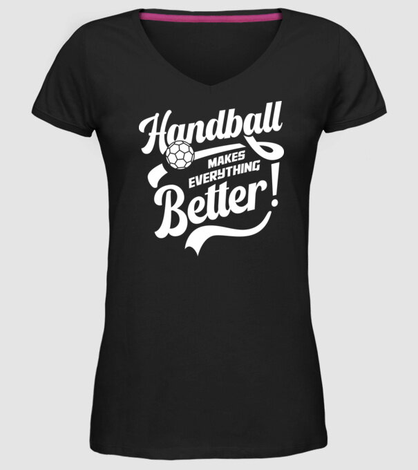 Handball makes everything better minta fekete pólón