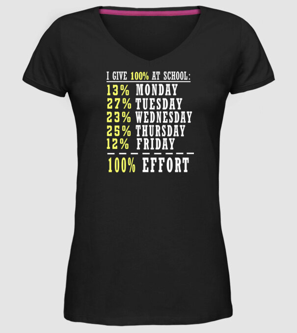 I give 100 percent at school minta fekete pólón