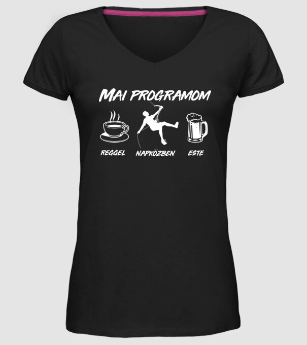 Mai napi program mászás minta fekete pólón