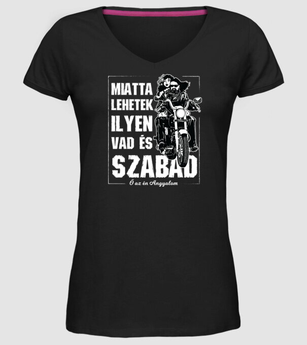 Motoros Miatta lehetek vad és szabad férfinak minta fekete pólón