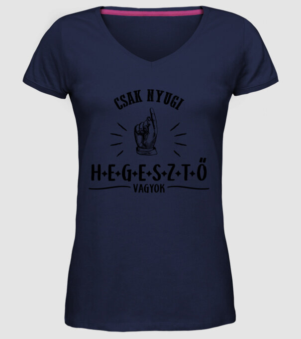 Csak nyugi...hegesztő minta sötétkék pólón