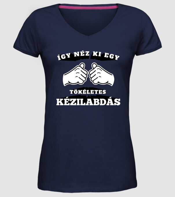Így néz ki egy tökéletes ____KÉZILABDÁS minta sötétkék pólón