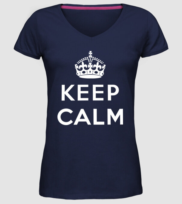 keep calm sablon minta sötétkék pólón
