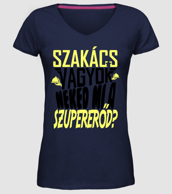 Szuperhős szakács minta sötétkék pólón