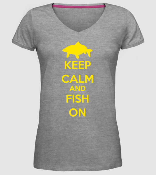 Keep calm and fish on minta szürke pólón