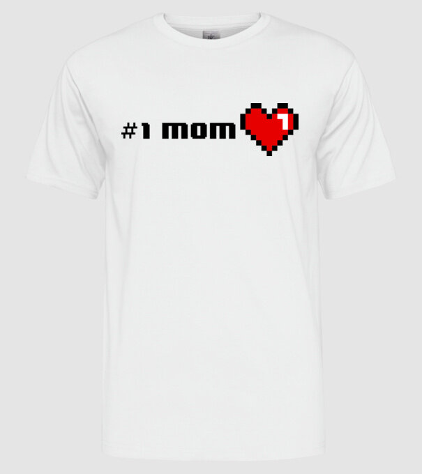 8bit mom number one minta fehér pólón