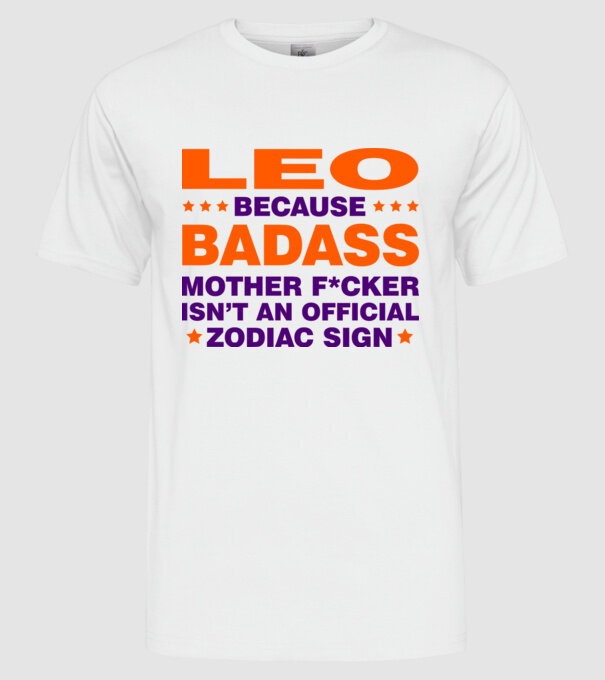 Badass zodiac LEO minta fehér pólón