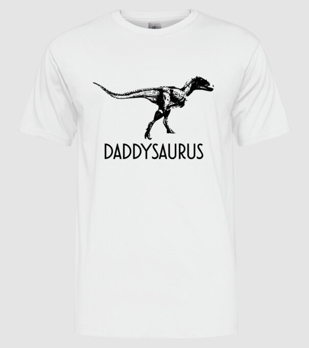 Dínócsalád Daddysaurus minta fehér pólón