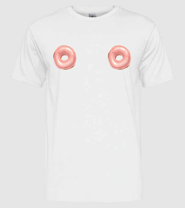 Donut titties minta fehér pólón