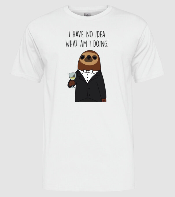 I have no idea sloth minta fehér pólón