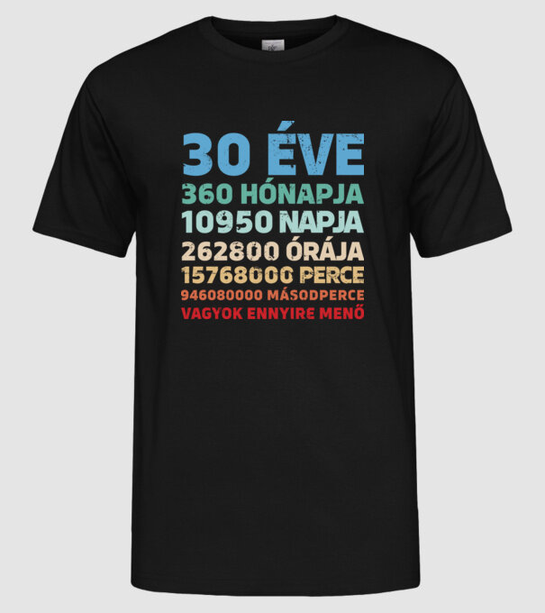 30 éve vagyok ennyire menő minta fekete pólón