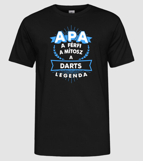 Apa a férfi a mítosz a sportlegenda DARTSOS minta fekete pólón