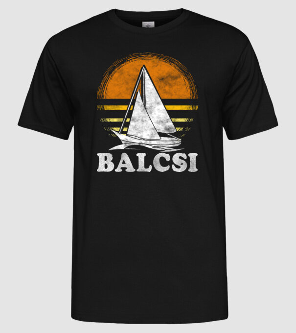 Balcsi retro vitorlás minta fekete pólón