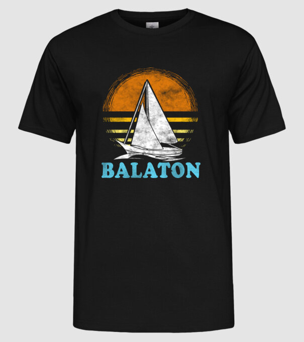 Balcsi retro vitorlás színes minta fekete pólón