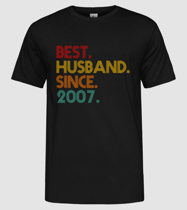best husband since 2007 retro minta fekete pólón