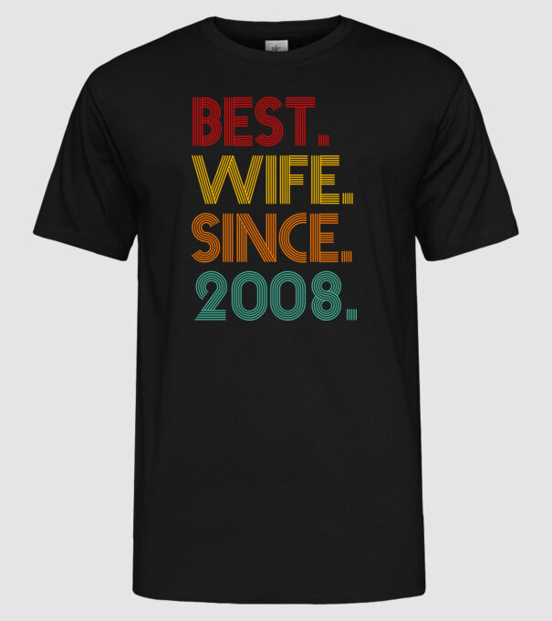 best wife since 2008 retro minta fekete pólón