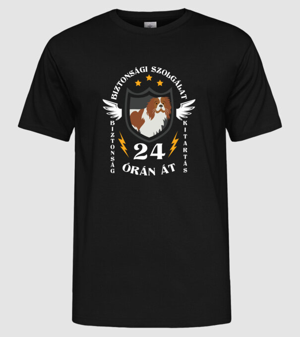 Biztonsági szolgálat Cavalier King Charles spániel minta fekete pólón