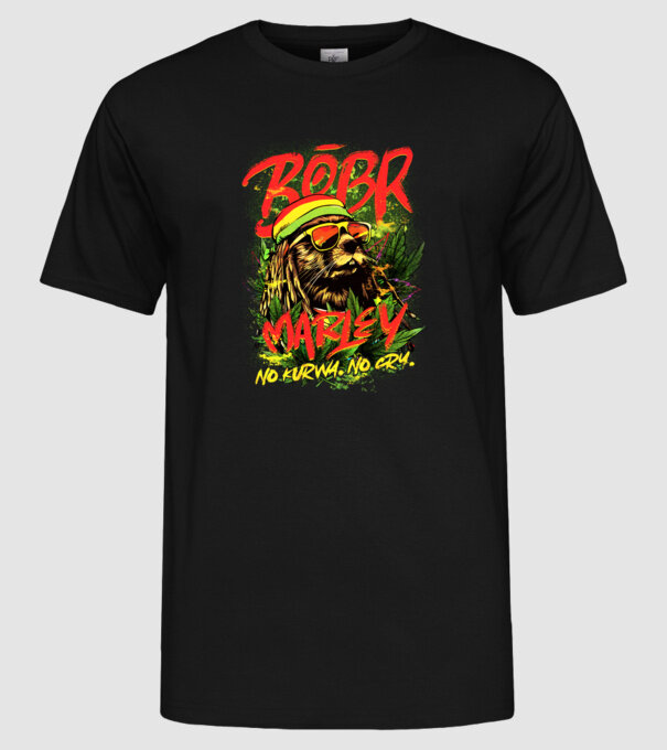 BÓBR MARLEY minta fekete pólón