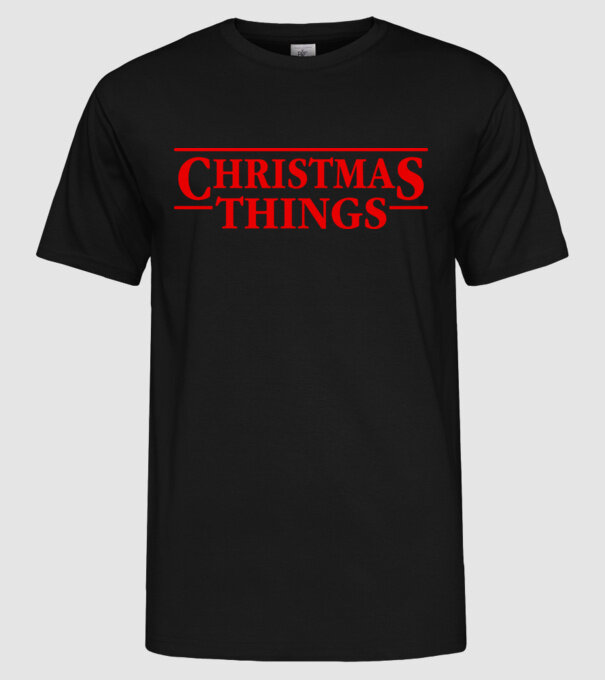 Christmas Things minta fekete pólón