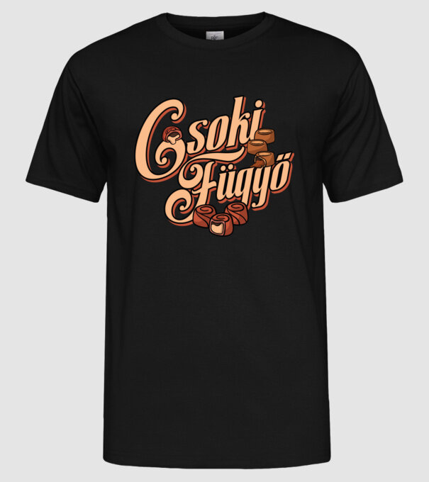 Csoki függő minta fekete pólón