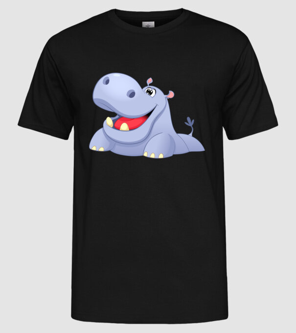 Cute Hippo minta fekete pólón