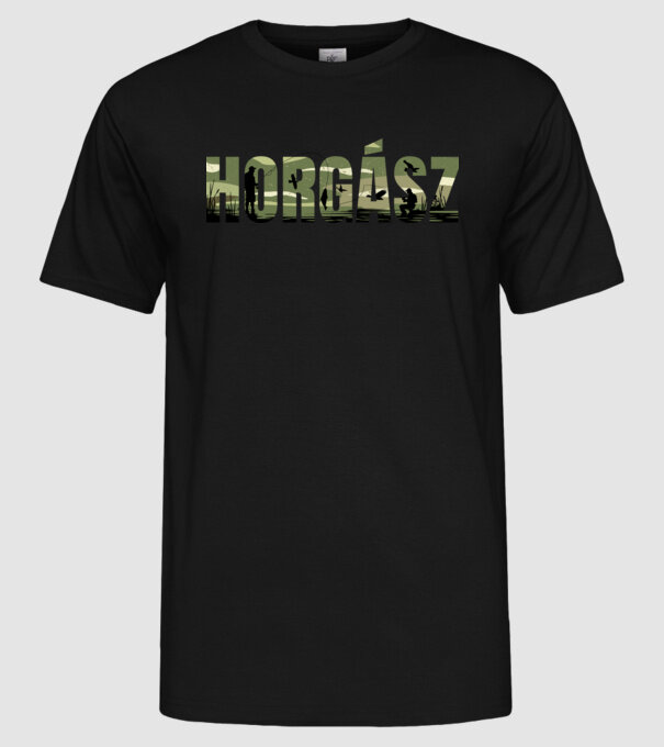 HORGÁSZ minta fekete pólón