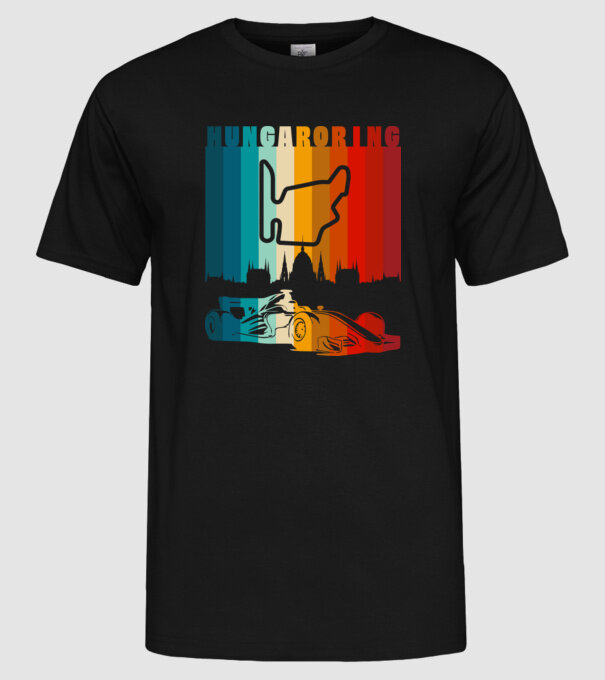 Hungaroring colorful minta fekete pólón