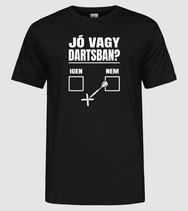jó vagy dartsban - fehér minta fekete pólón