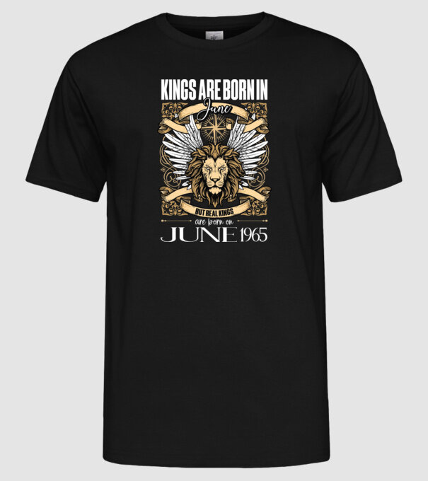KINGS ARE BORN 1965 - JÚNIUS minta fekete pólón