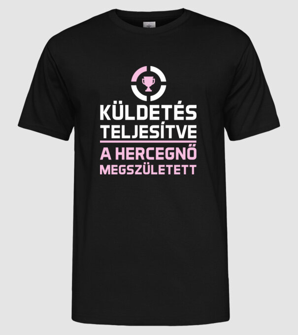 Küldetés teljesítve kislány minta fekete pólón