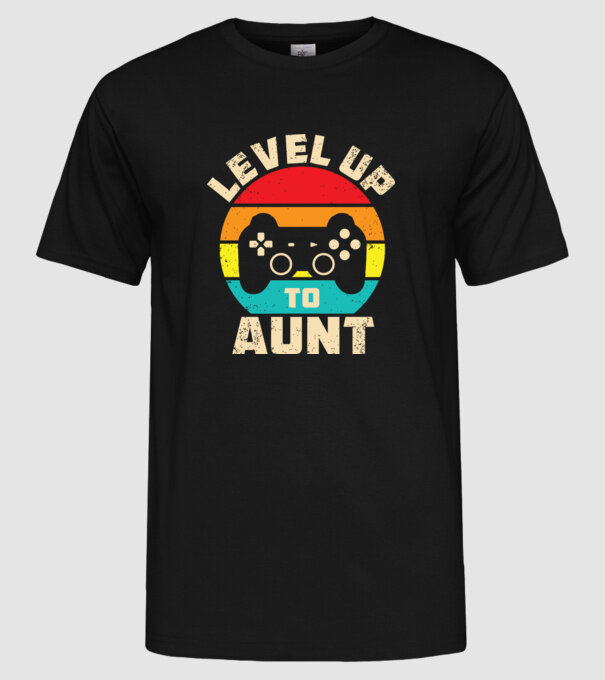 Level Up Aunt minta fekete pólón