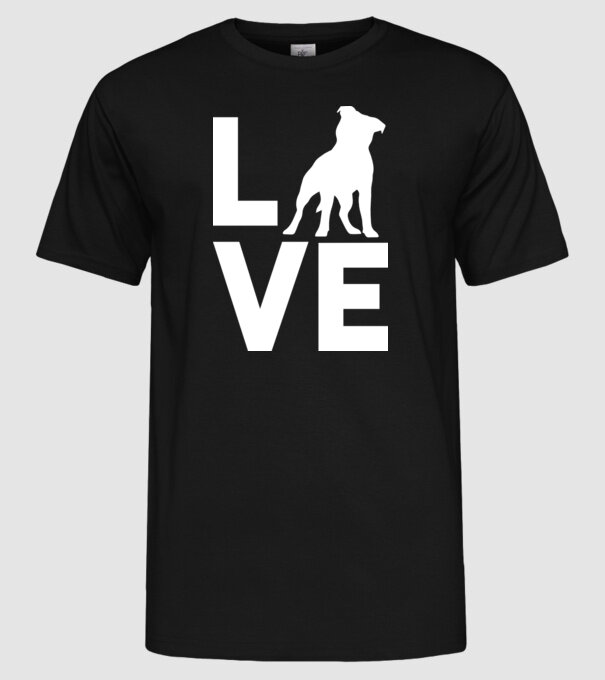 LOVE Staffordshire Terrier minta fekete pólón