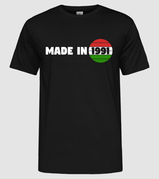 made in 1991 retro vintage hungary minta fekete pólón