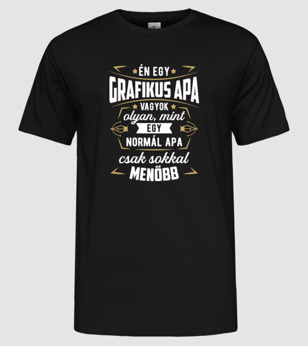 Menő Grafikus apa minta fekete pólón