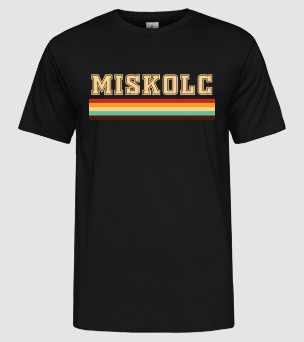 Miskolc Csíkok minta fekete pólón