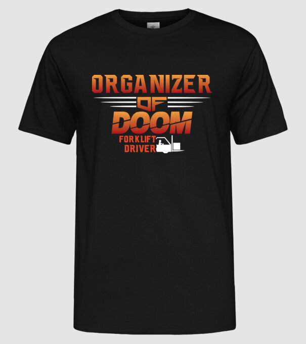 organizer of DOOM minta fekete pólón