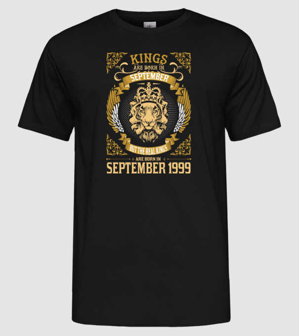 Oroszlános szülinapos 1999 SZEPTEMBER minta fekete pólón