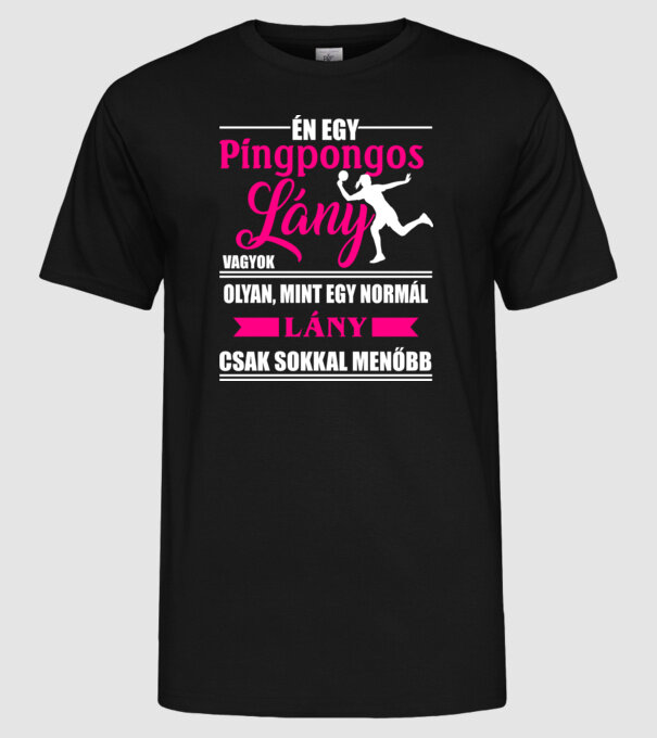 Pingpongos lány minta fekete pólón